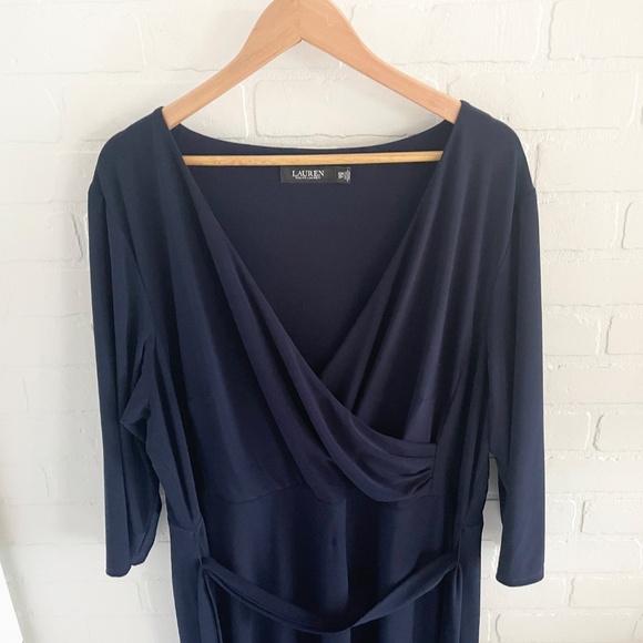 Lauren Ralph Lauren Midi/Maxi dress Faux wrap Lighthouse Navy blue Sz 22W - Picture 8 of 15
